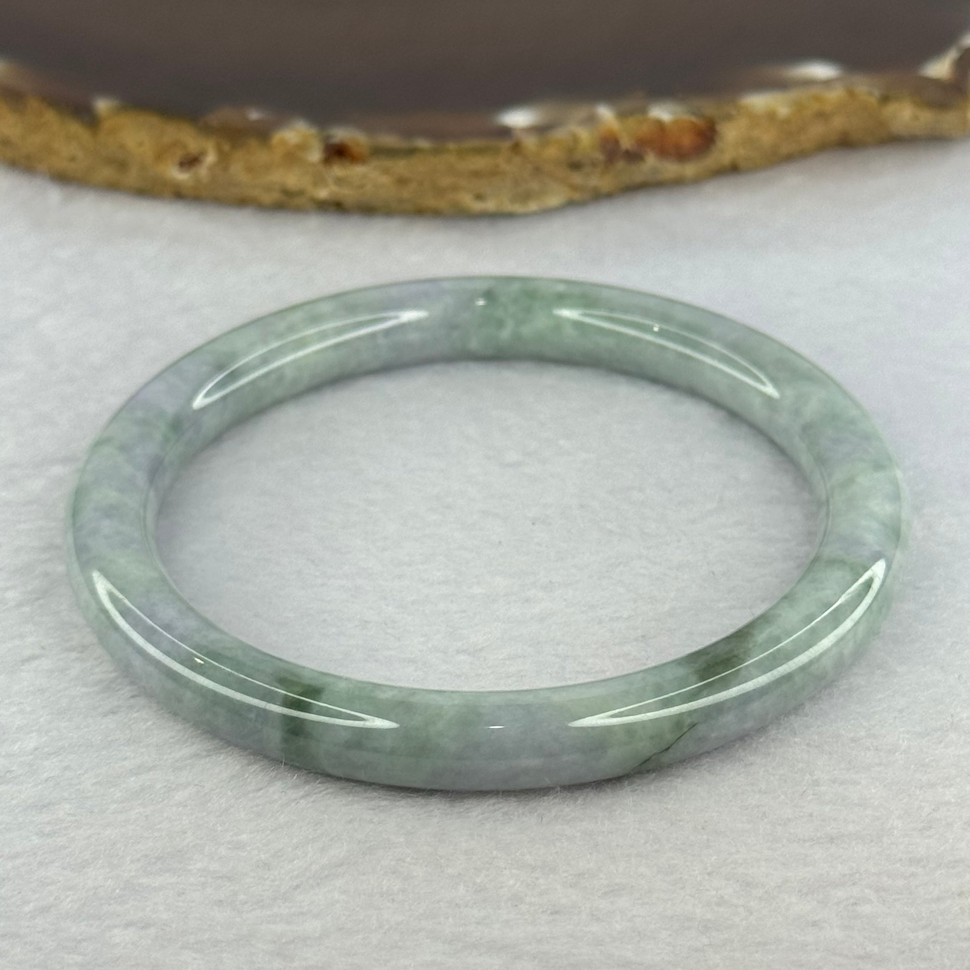 Type A Deep Lavender and Green Piao Hua Jadeite Bangle 31.99g Internal Diameter 57.0mm 8.0 by 8.0mm (Slight Internal Line) - Huangs Jadeite and Jewelry Pte Ltd