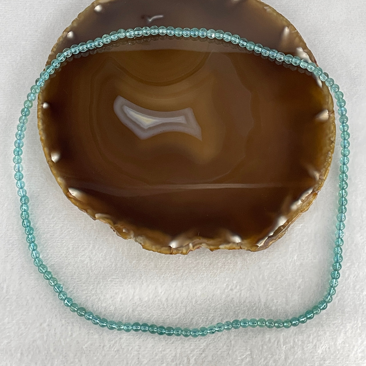 Certified Very Good Natural Blueish Green Apatite Beads Necklace 22.966g 54cm 4.8mm 128 Beads