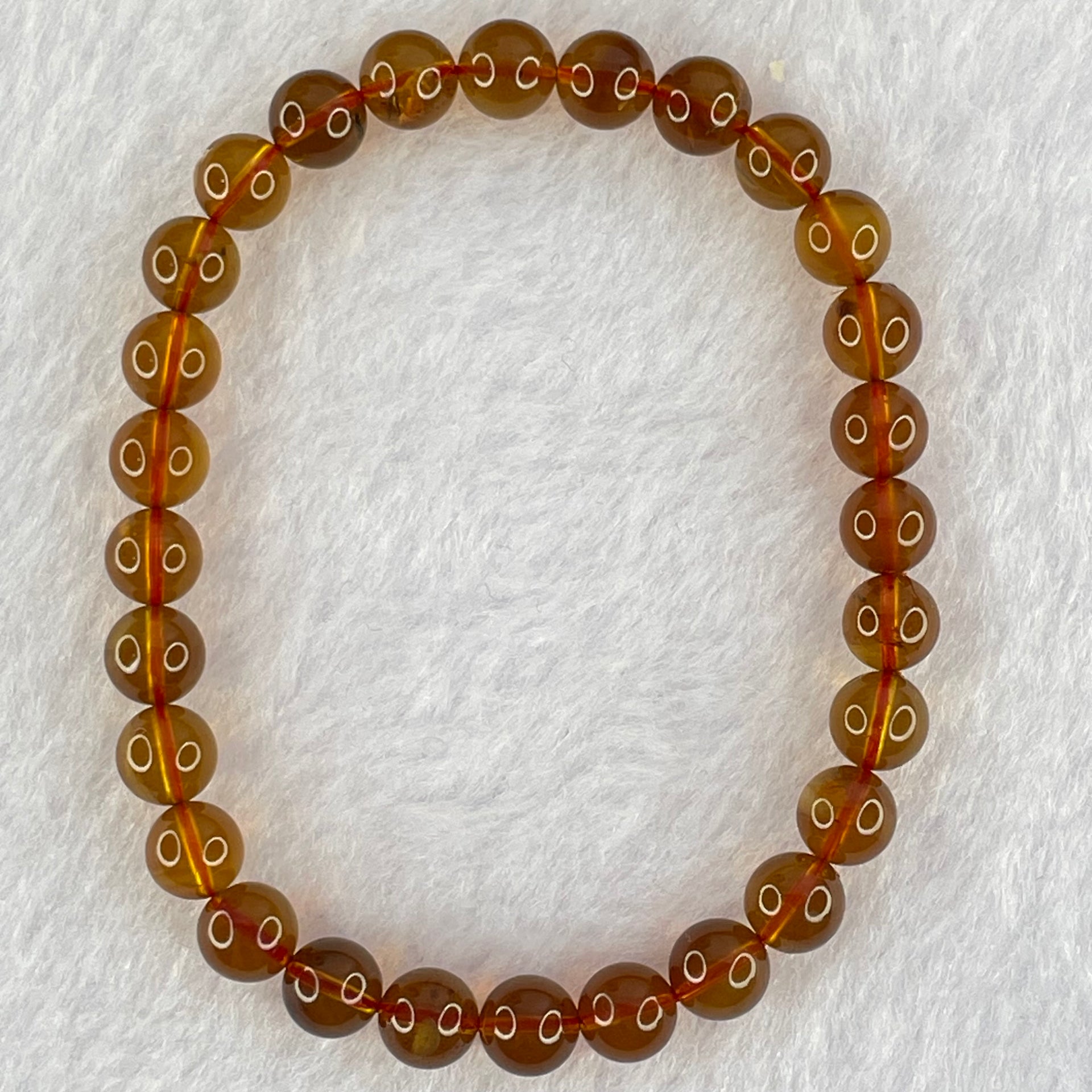 Natural Purple Amber Beads Bracelet 天然紫蜜琥珀手链 3.87g 15cm 6.4mm 28 Beads - Huangs Jadeite and Jewelry Pte Ltd