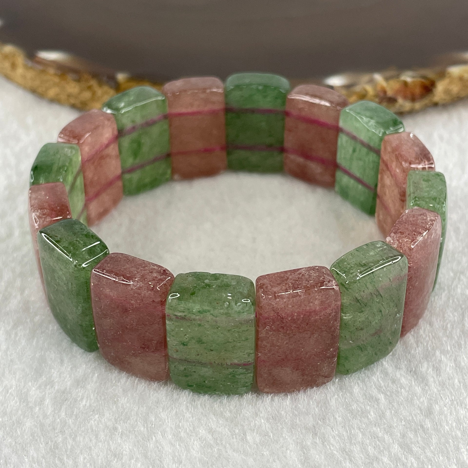 Natural Tourmaline Beads Shou Pai Bracelet 50.96g 16cm 19.0 by 12.7mm 16Beads - Huangs Jadeite and Jewelry Pte Ltd