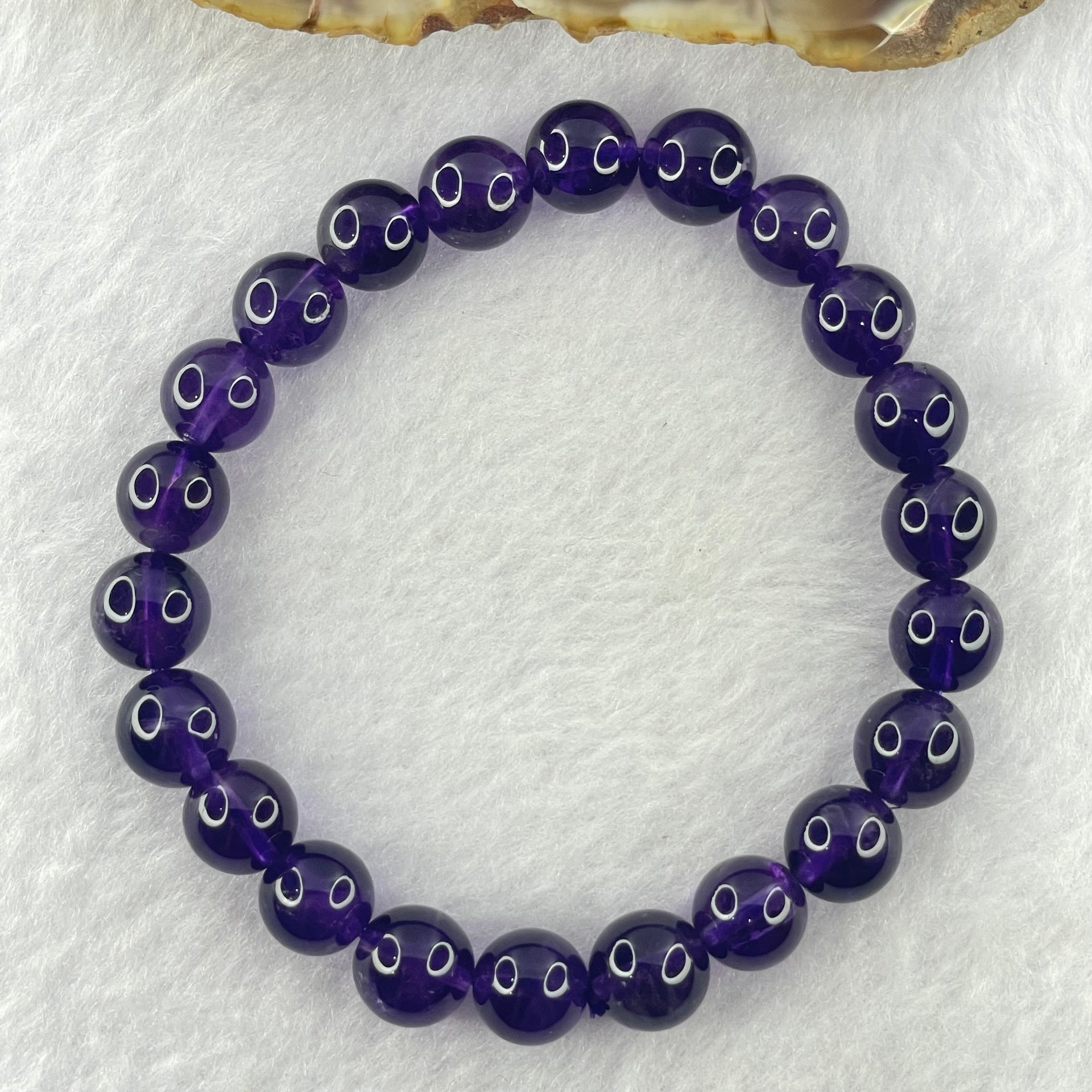 Good Grade Natural Amethyst Bracelet 23.36g 16.5cm 9.5mm 22 Beads - Huangs Jadeite and Jewelry Pte Ltd