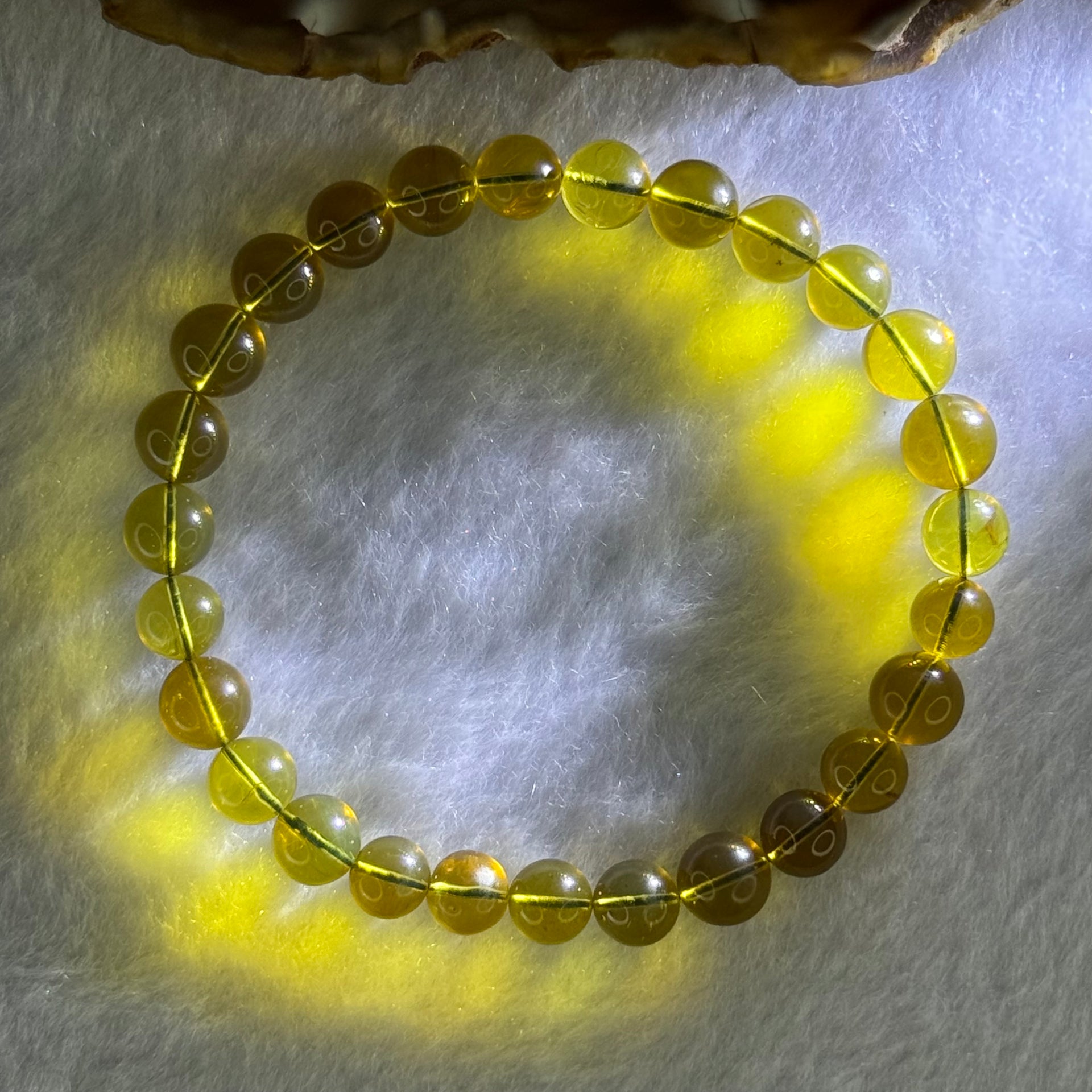 Natural Yellow Amber Beads Bracelet 6.18g 17cm 7.6mm 27 Beads - Huangs Jadeite and Jewelry Pte Ltd