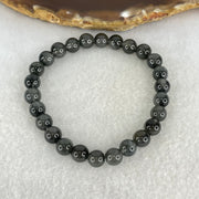 Good Grade Natural Grey Rabbit Hair Rutilated Quartz Beads Bracelet 12.65g 15.5cm 7.3mm 26 Beads - Huangs Jadeite and Jewelry Pte Ltd