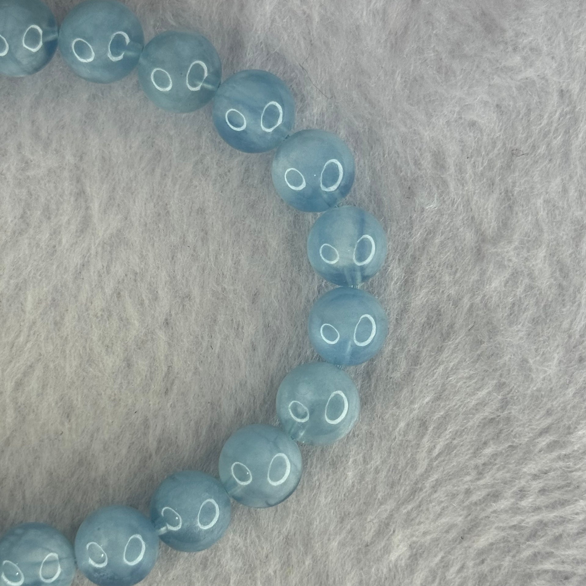 Natural Aquamarine Beads Bracelet 23.56g 16.5cm 9.4mm 21 Beads - Huangs Jadeite and Jewelry Pte Ltd