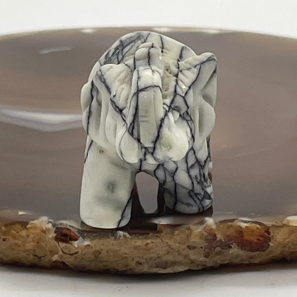 Natural Grey Magnesite Elephant Mini Display | (48.26g | 51.0 x 25.5 x 38.8mm Dimensions | Root & Crown Chakra Synergy, "Ji Xiang" Wealth Anchor, Emotional Composure & Mindful Feng Shui Catalyst)