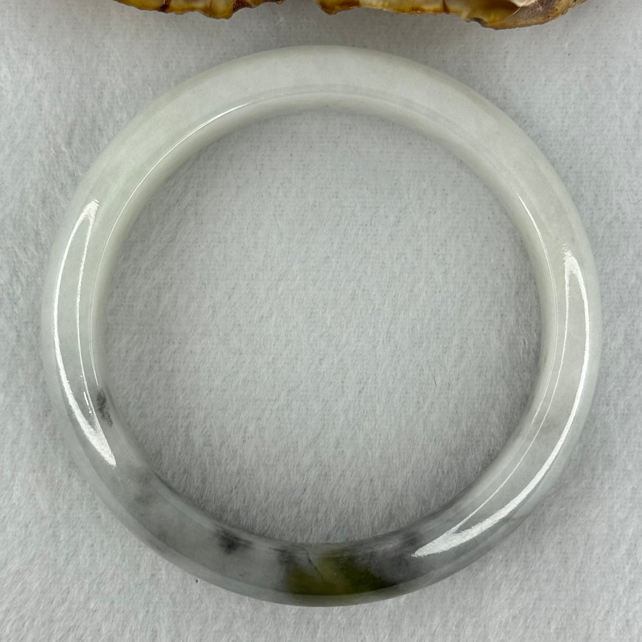 Type A Faint Green and Wuji Grey with Yellowish Green Patch Jadeite Bangle Internal Diameter 56.5mm 61.24g 14.3 by 8.0mm (Very Slight Internal Lines) - Huangs Jadeite and Jewelry Pte Ltd