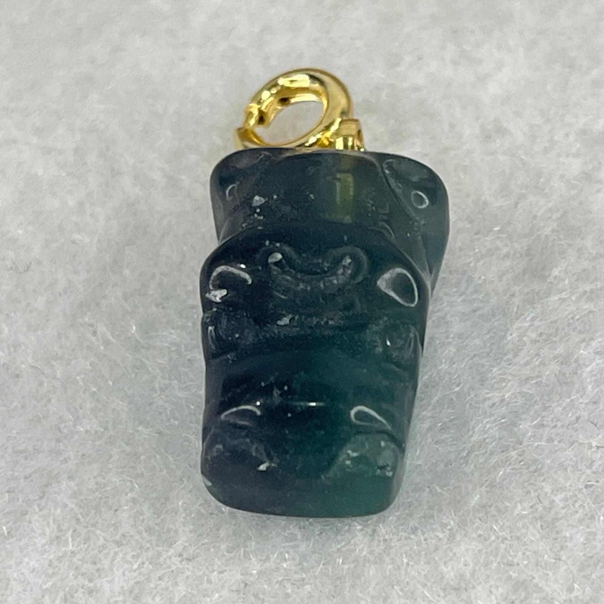 Natural Purple and Green Fluorite Ox Charm Pendant 4.00g 17.3 by 10.8 by 9.8mm - Huangs Jadeite and Jewelry Pte Ltd