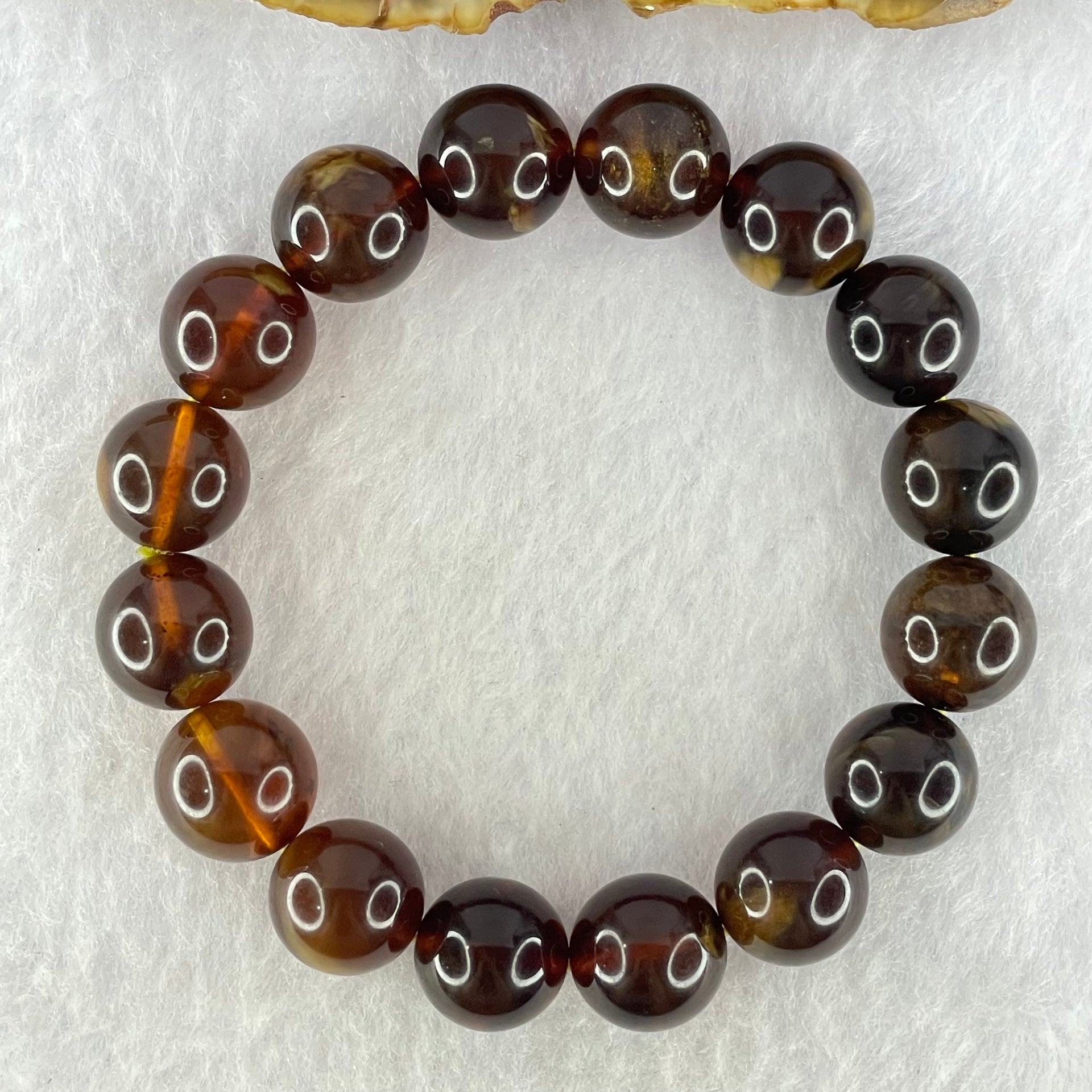 Natural Cognac Amber Beads Bracelet 17.69g 17cm 12.9mm 16 Beads - Huangs Jadeite and Jewelry Pte Ltd