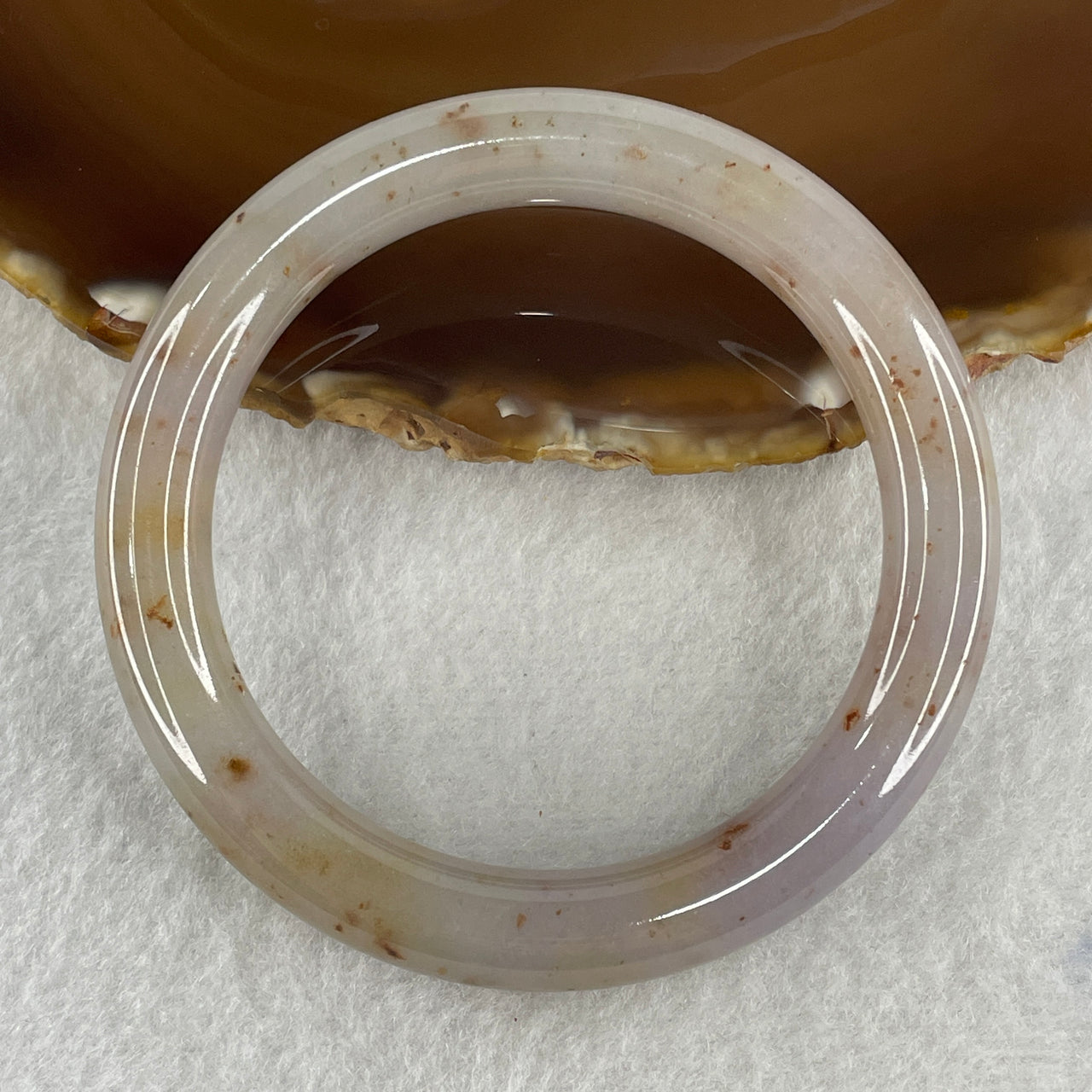 Certified Type A Greyish Lavender with Reddish Spot Jadeite Bangle Internal Diameter 53.7mm 48.30g 10.0 by 9.8mm ( Close to Perfect )