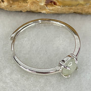 Type A Semi Icy Lavender Cabochon Jadeite in S925 Sliver Ring (Adjustable Size) 1.16g 5.2 by 3.0mm - Huangs Jadeite and Jewelry Pte Ltd