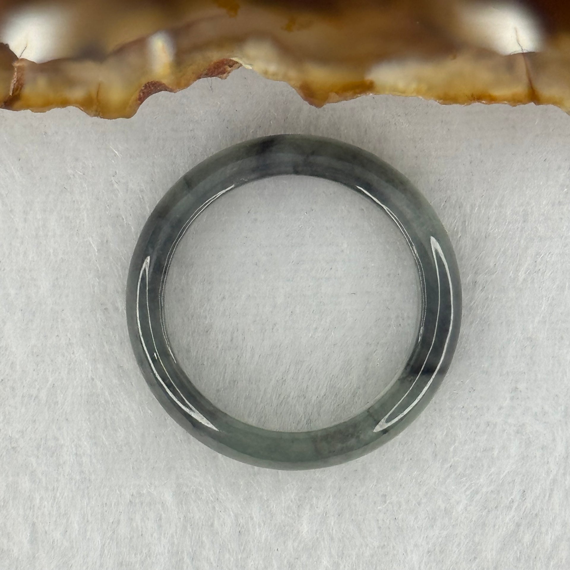 Type A Icy Wuji Grey Black Jadeite Ring 2.63g 5.1 by 3.1mm US8 HK17.5 (Very Slight Fine Internal Lines) - Huangs Jadeite and Jewelry Pte Ltd