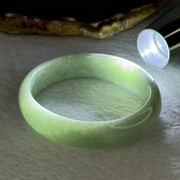 Type A Light Green Jadeite Oval Bangle 32.96g Internal Diameter 51.4mm 13.1 by 6.9mm (Very Slight External Rough) - Huangs Jadeite and Jewelry Pte Ltd