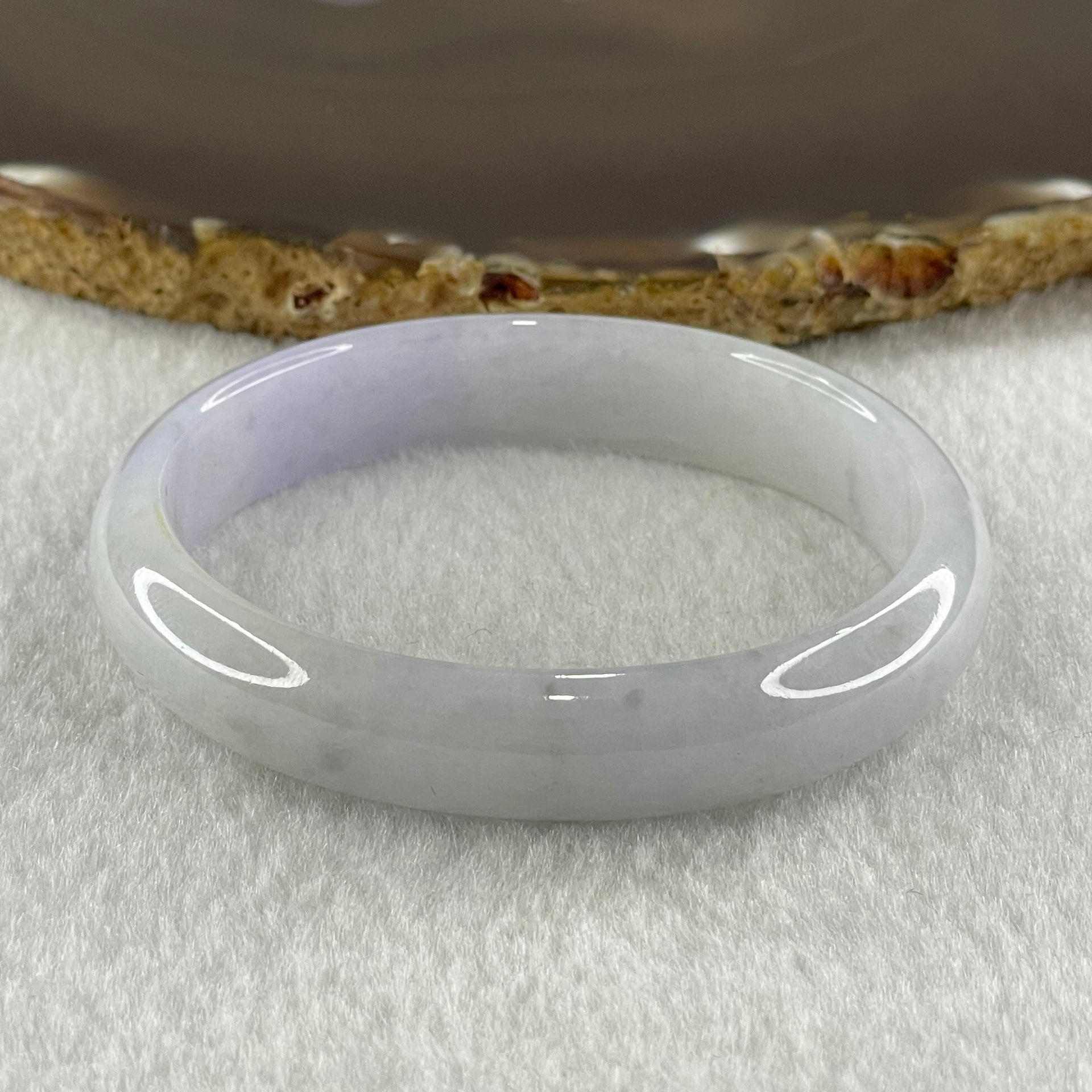 Natural Type A Bright Lavender with Light Green Jadeite Oval Bangle 32.80g Inner Diameter 54.3mm 11.6 by 6.0mm (Internal Line) - Huangs Jadeite and Jewelry Pte Ltd