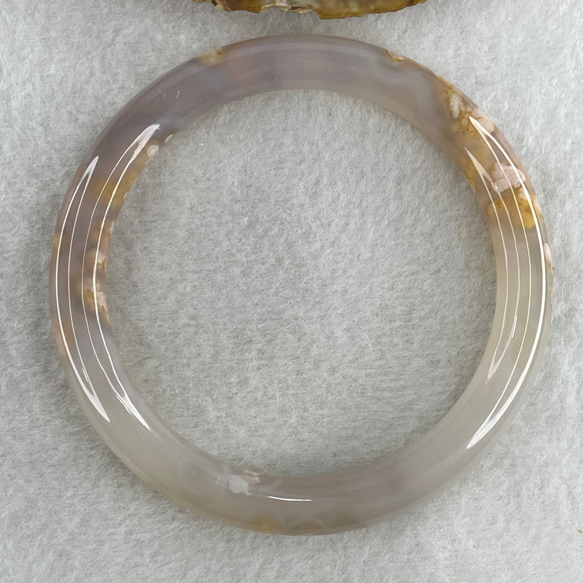 Natural Purple Flower Agate Bangle 39.10g Internal Diameter 63.7mm 9.2 by 9.3mm (Perfect) - Huangs Jadeite and Jewelry Pte Ltd