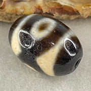 Natural Powerful Tibetan Old Oily Agate 3 Eyes Dzi Bead Heavenly Master (Tian Zhu) 三眼天诛 6.20g 20.3 by 14.7mm - Huangs Jadeite and Jewelry Pte Ltd