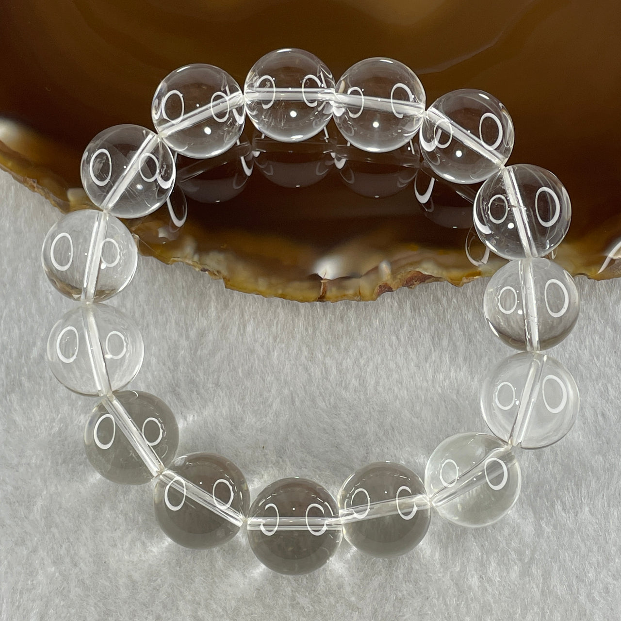 Natural Clear Quartz Beads Bracelet 60.66g 16.5cm 14.4mm 15 Beads - Huangs Jadeite and Jewelry Pte Ltd