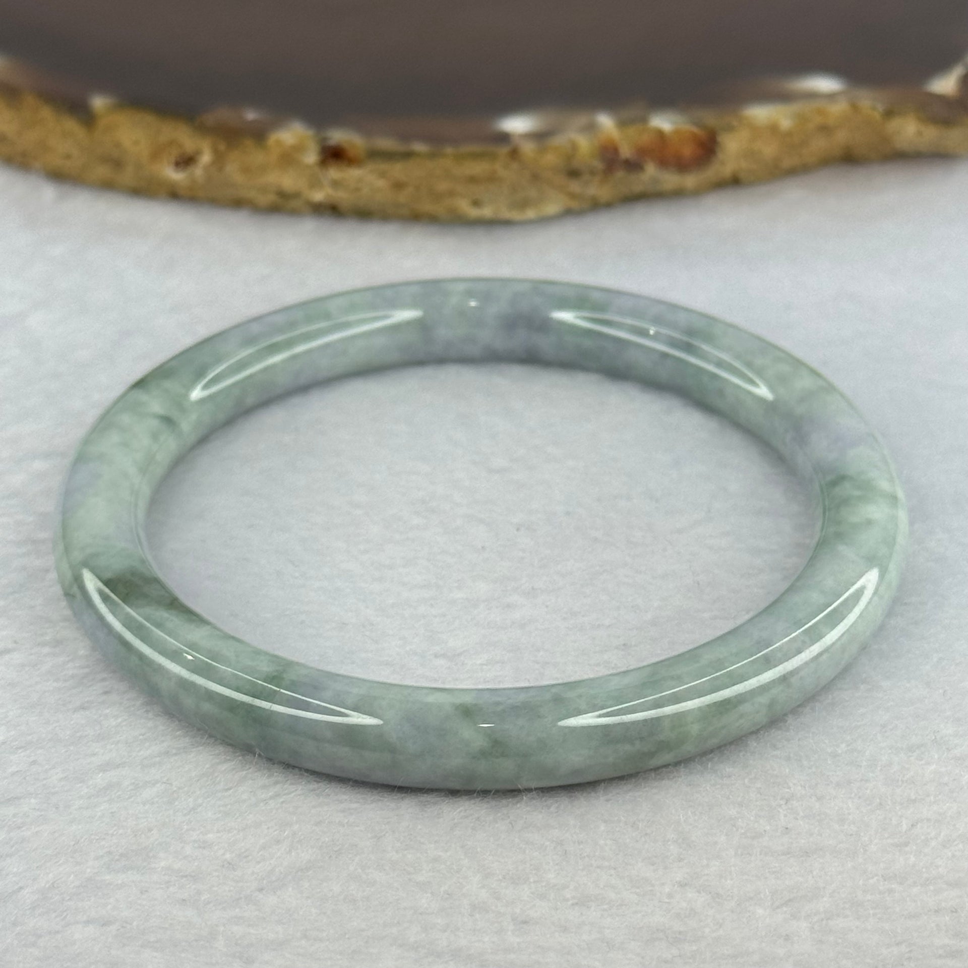 Type A Deep Lavender and Green Piao Hua Jadeite Bangle 31.99g Internal Diameter 57.0mm 8.0 by 8.0mm (Slight Internal Line) - Huangs Jadeite and Jewelry Pte Ltd