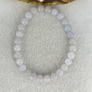 Type A Lavender Jadeite Beads Bracelet 13.74g 15.5cm 6.7mm 28 Beads - Huangs Jadeite and Jewelry Pte Ltd
