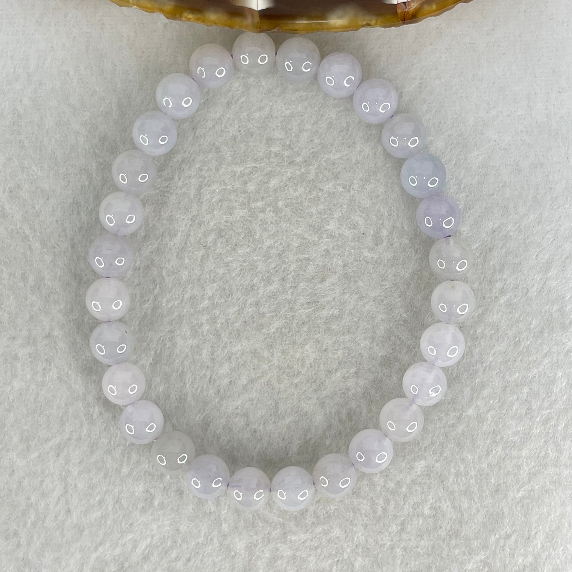 Type A Lavender Jadeite Beads Bracelet 13.74g 15.5cm 6.7mm 28 Beads - Huangs Jadeite and Jewelry Pte Ltd