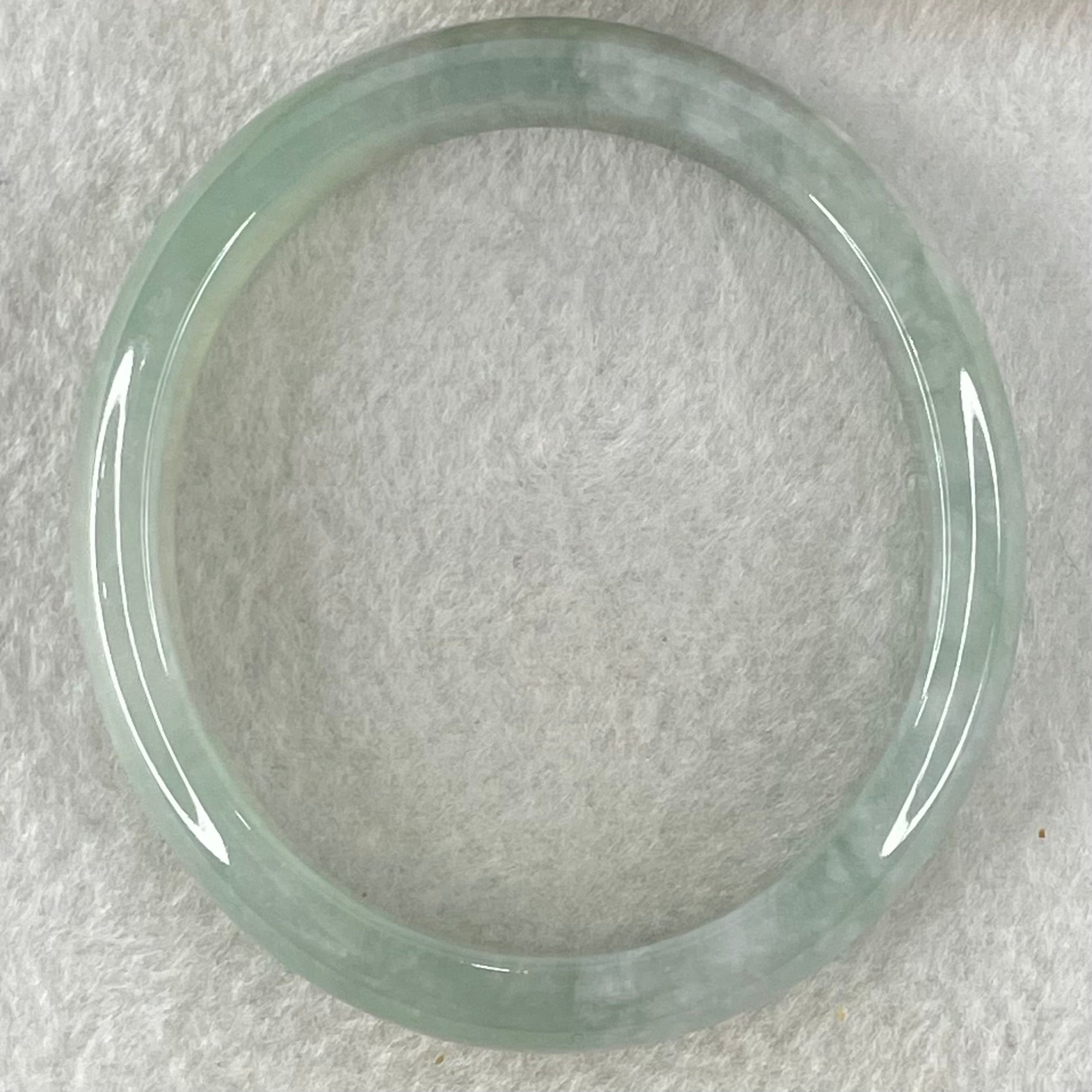 Type A Jelly Light Blueish Green Faint Lavender Jadeite Oval Bangle 36.71g Internal Diameter 54.4mm 11.8 by 6.7mm (Close to Perfect) - Huangs Jadeite and Jewelry Pte Ltd