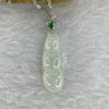 Type A Semi Icy White Jadeite Pea-pod For Prosperity and Growth in 18k White Gold Setting 2.35g 27.1 by 9.1 by 4.9mm with 925 Silver Necklace - Huangs Jadeite and Jewelry Pte Ltd