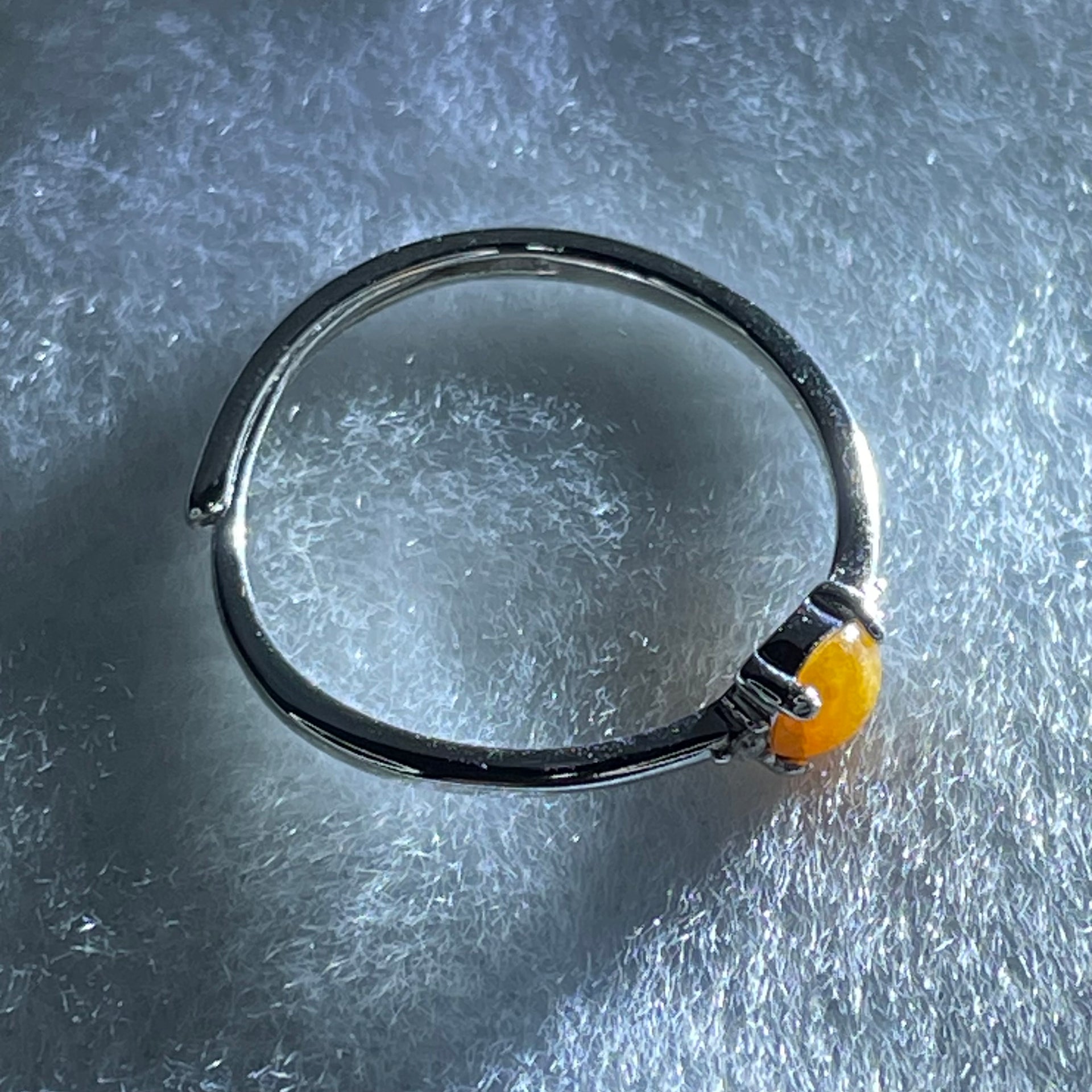 Type A Red Cabochon Jadeite in S925 Sliver Ring (Adjustable Size) 0.80g 4.3 by 1.5mm - Huangs Jadeite and Jewelry Pte Ltd