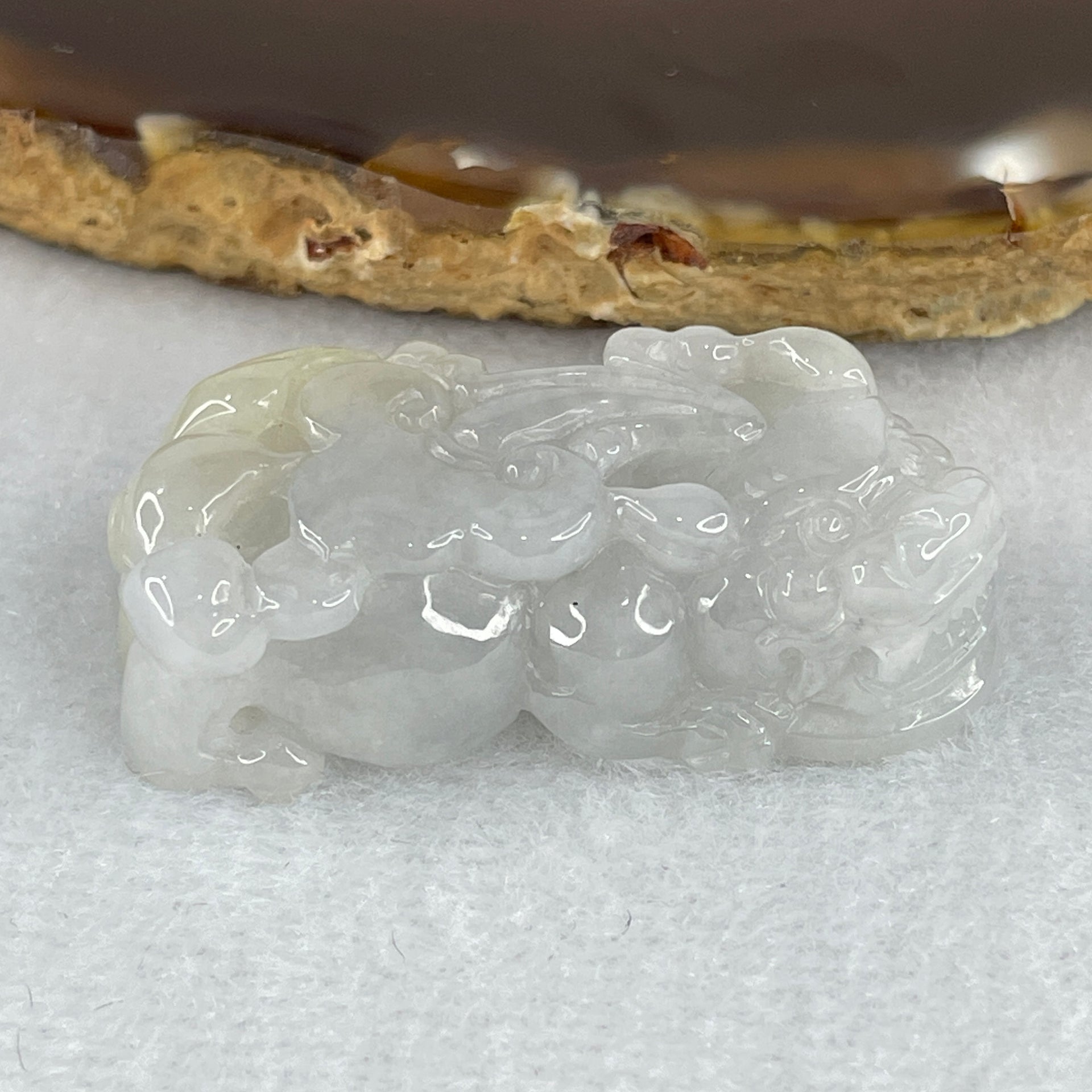 Special Natural Type A Lavender with Yellowish Spot Jadeite Male Pixiu Pendant 22.49g 40.3 by 20.8 by 12.3mm - Huangs Jadeite and Jewelry Pte Ltd