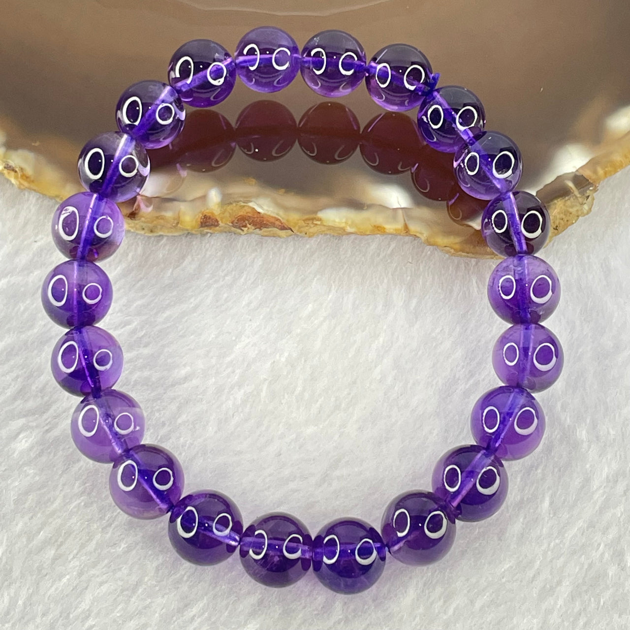 Very Good Grade Natural Amethyst Bracelet 23.10g 16.5cm 9.3mm 22 Beads - Huangs Jadeite and Jewelry Pte Ltd