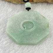 Type A Light Green Jadeite Tai Chi Bagua Pendant Necklace 33.87g 48.3 by 46.0 by 5.4mm - Huangs Jadeite and Jewelry Pte Ltd