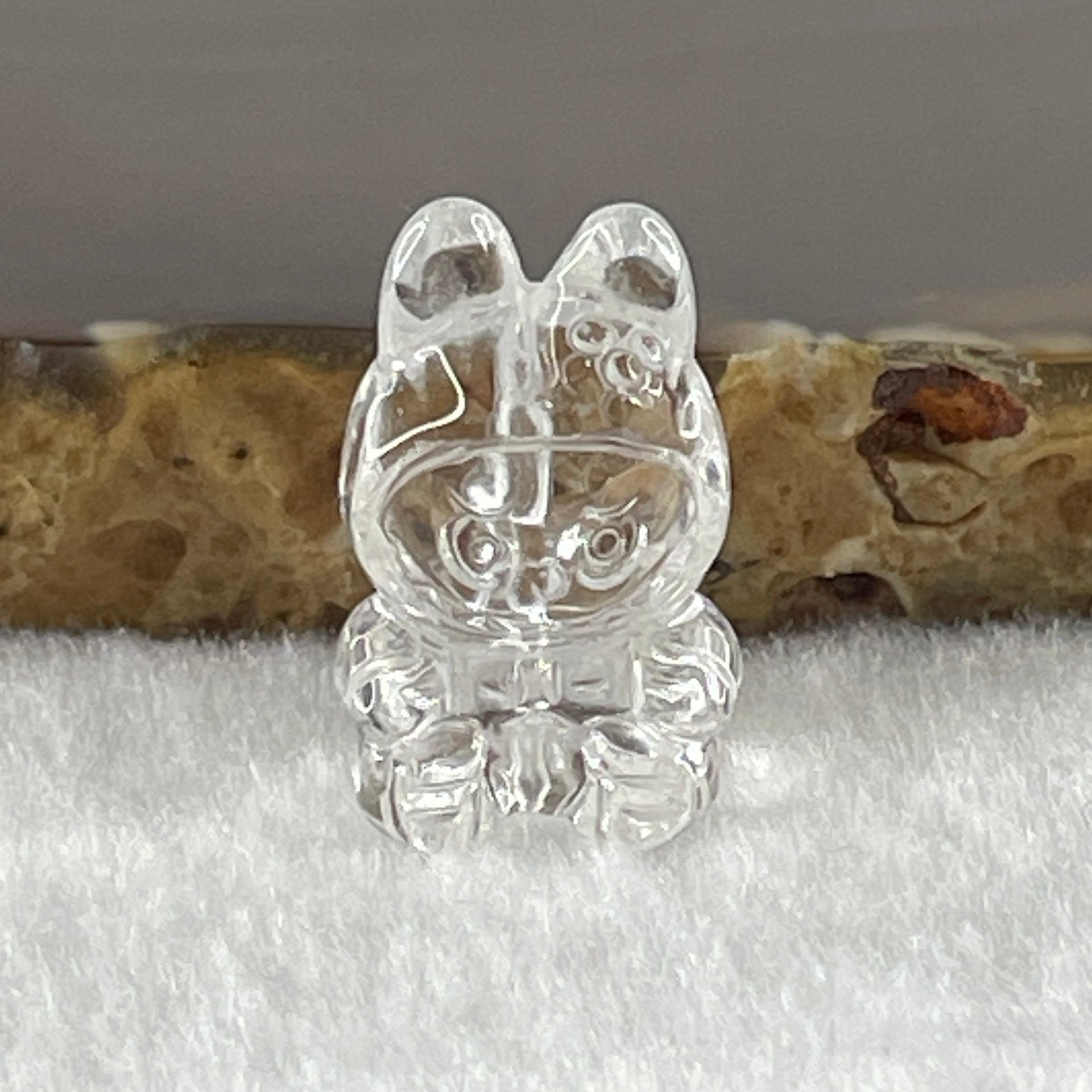 Natural Clear Quartz Labubu Charm Display 3.49g 19.2 by 12.3 by 11.1mm - Huangs Jadeite and Jewelry Pte Ltd