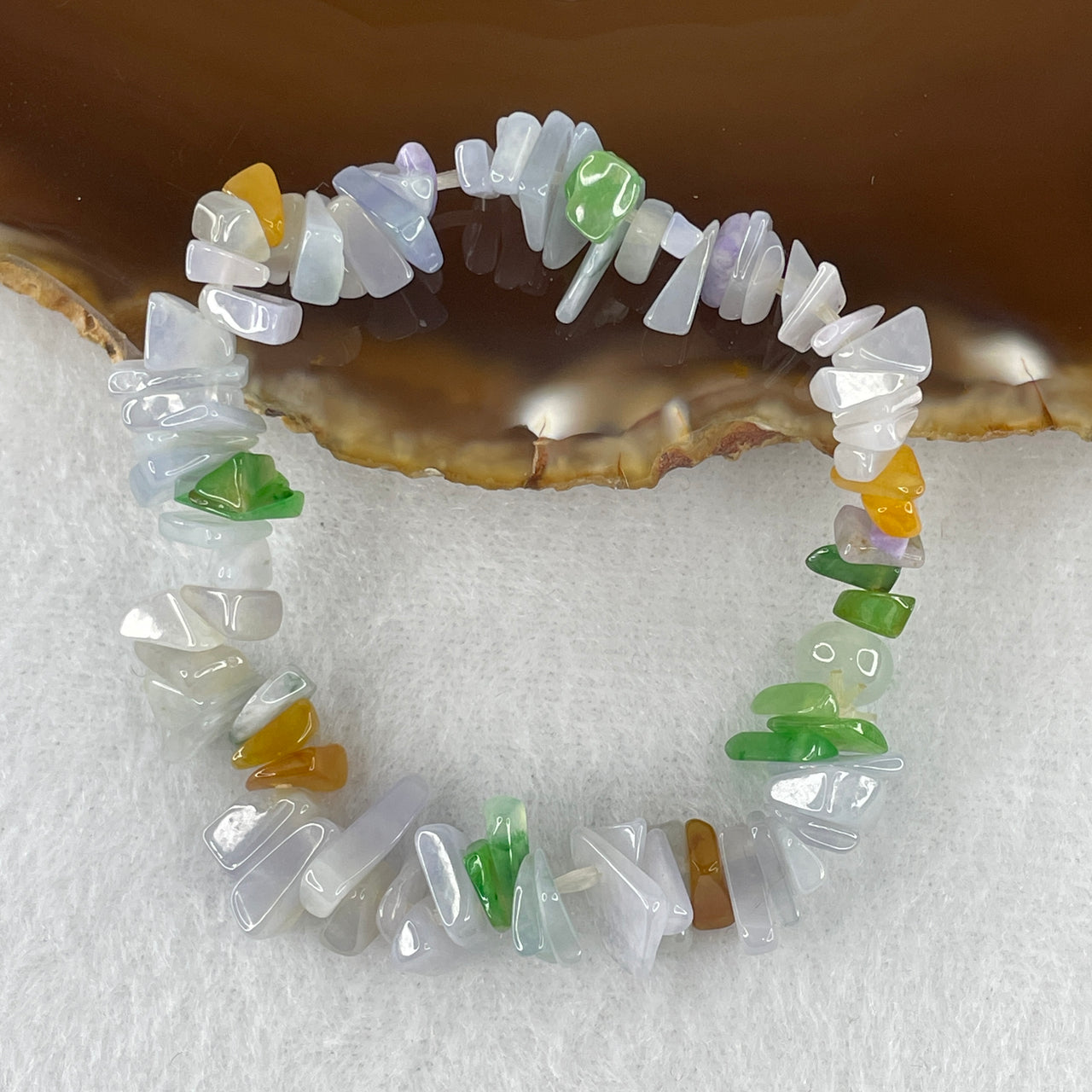 Certified Natural Type A Lavender & Green-Yellowish Jadeite Beads Irregular Bracelet | 82 Sacred Prayer Beads Multi-Wrap Strand | Authentic Myanmar Feicui Tri-Color Harmony & Serenity Talisman (15.66g | 8.9mm | 14cm Wrist Fit)