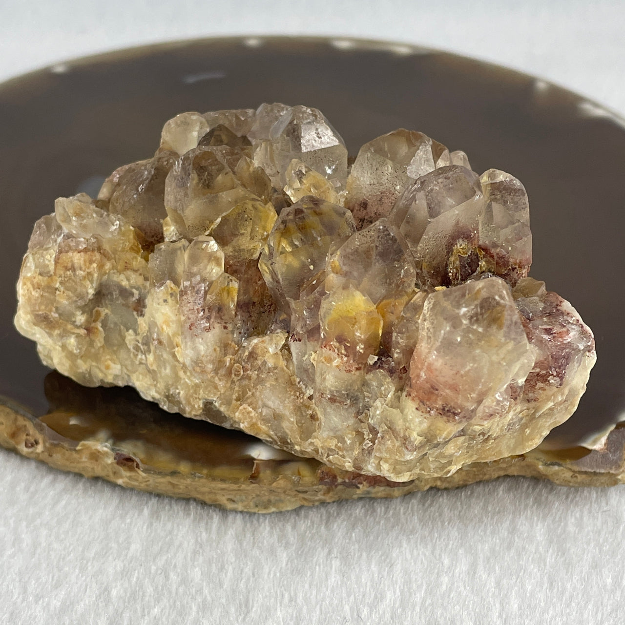 Natural Clear with Red and Yellow Phantom Quartz Fragment Display 162.79g 77.0 by 45.5 by 40.2mm
