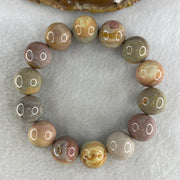 Certified Natural Alashan Agate Greyish Pink Beads Bracelet 66.758g 16cm 15.4mm 14Beads - Huangs Jadeite and Jewelry Pte Ltd