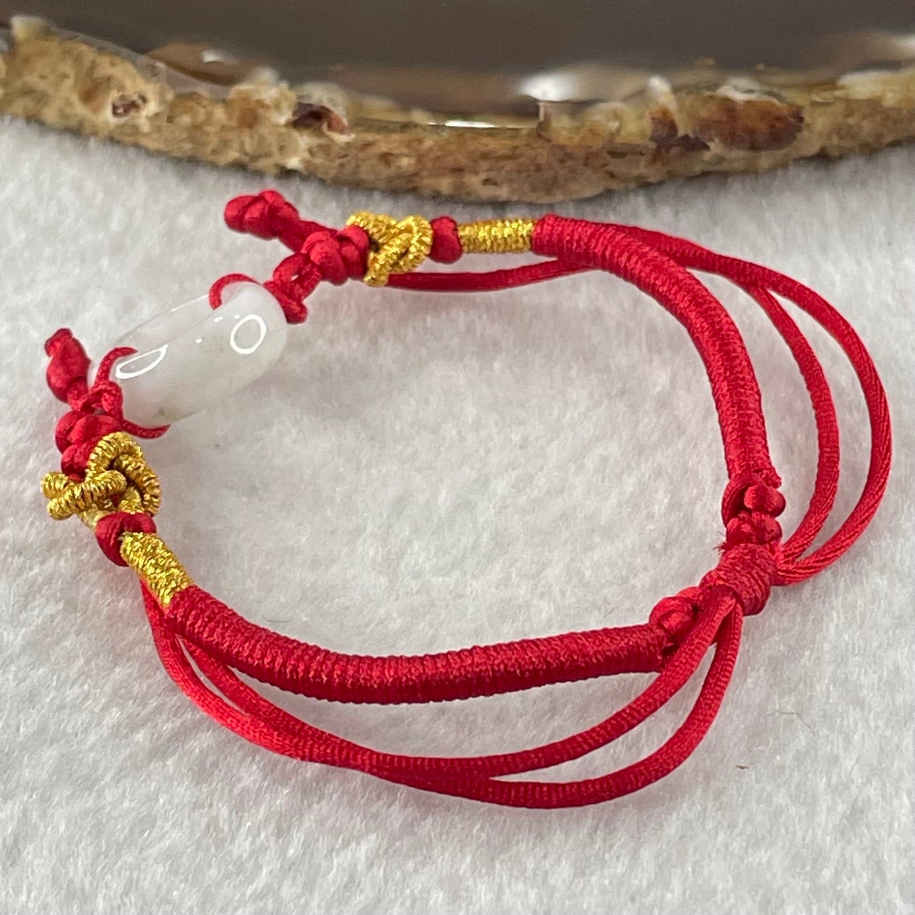 Type A Faint Lavender Jadeite Ping An Kou String Bracelet 2.91g 15.0 by 5.8mm - Huangs Jadeite and Jewelry Pte Ltd