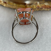 Natural Pink Agate Flower Ring in S925 Sliver 4.98g 16.7 by 15.4 by 8.5mm (Adjustable Size) - Huangs Jadeite and Jewelry Pte Ltd