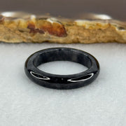 Type A Wuji Black Grey Jadeite Ring 2.47g 4.6 by 3.2mm US7.8 HK17.5 (Very Slight Internal Line) - Huangs Jadeite and Jewelry Pte Ltd