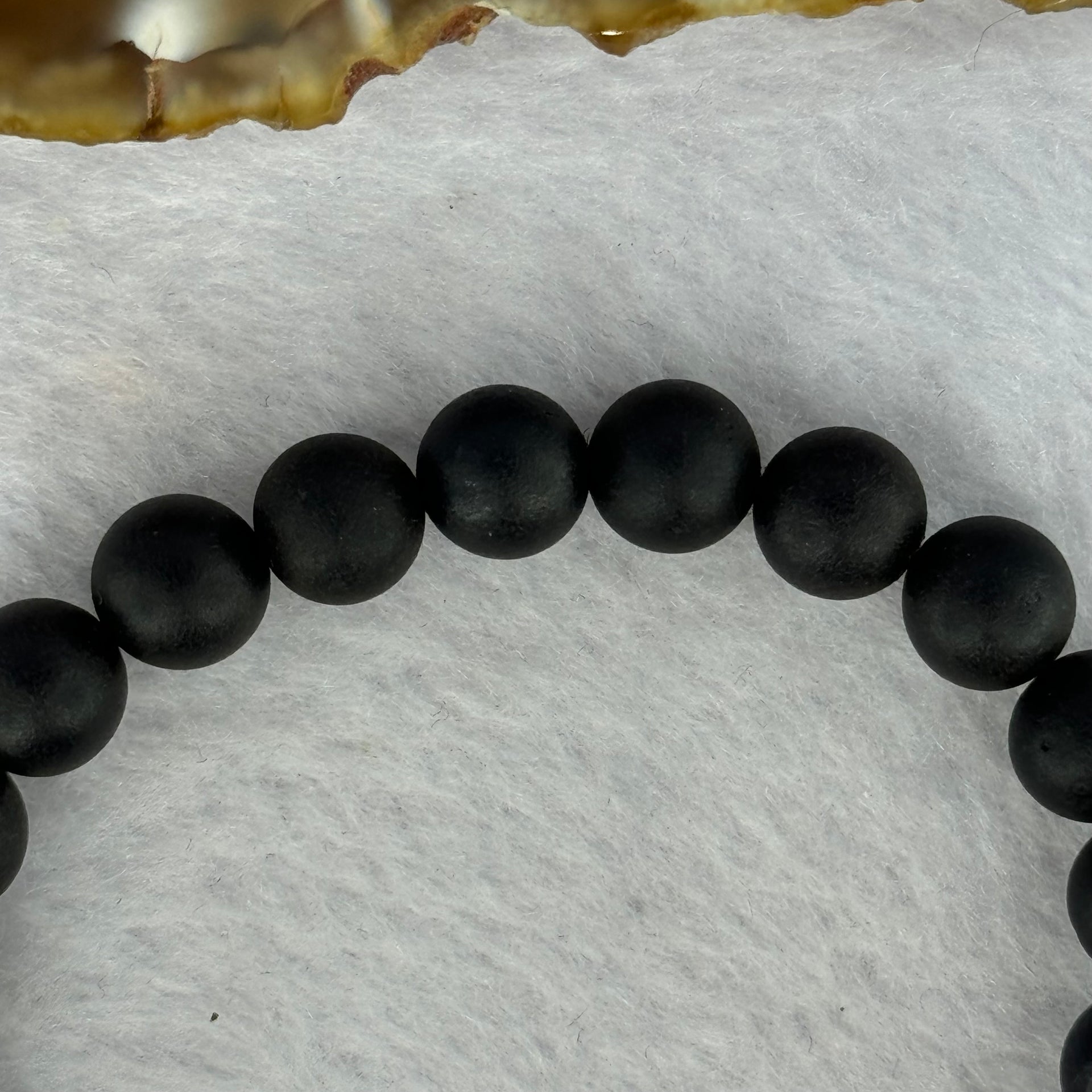 Natural Dark Matt Black Amber Beads Bracelet 天然大黑天翁琥珀手链 6.37g 14cm 8.1mm 22 Beads - Huangs Jadeite and Jewelry Pte Ltd