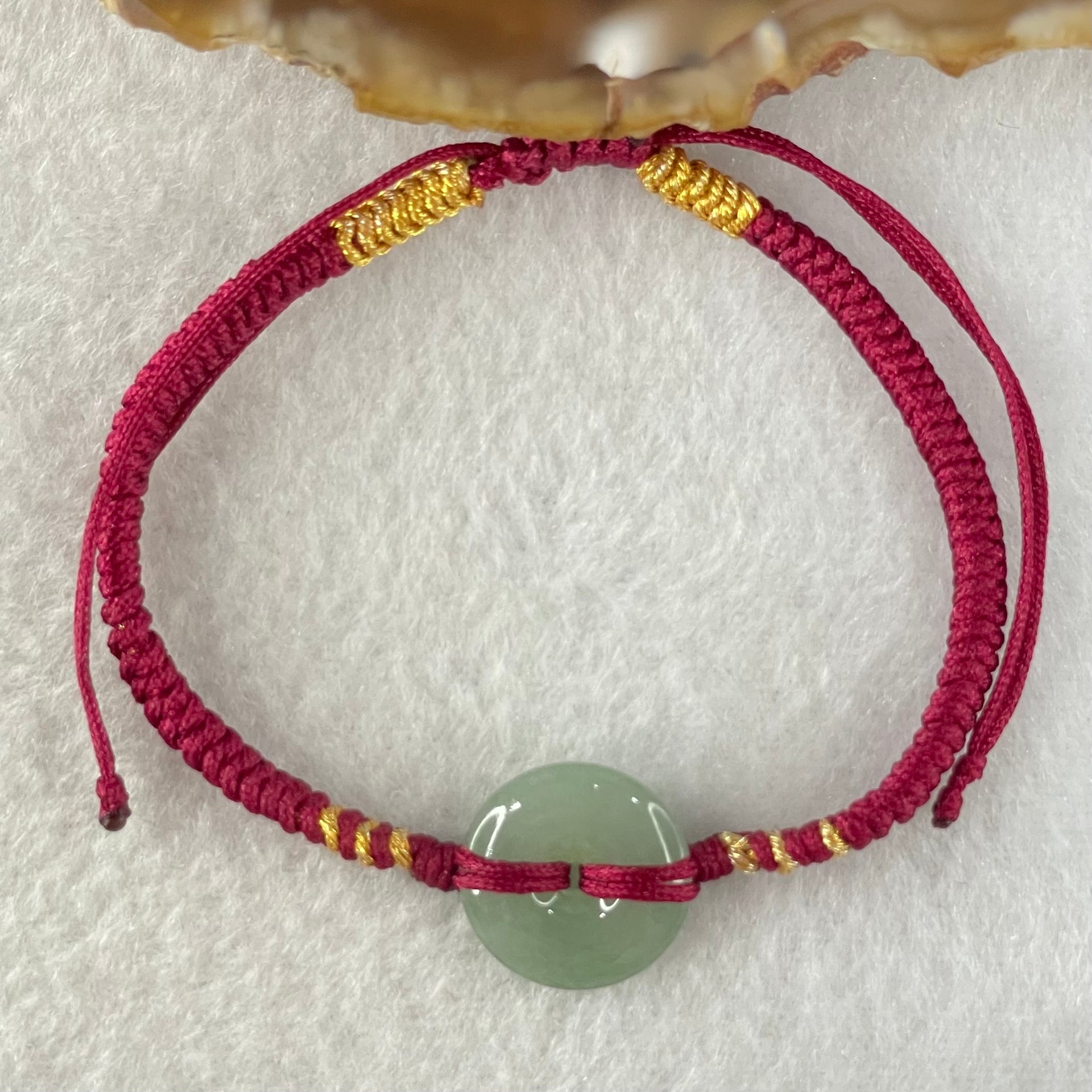 Type A Blueish Green Jadeite Ping An Kou Donut In String Bracelet 2.16g 14.4 by 3.5mm - Huangs Jadeite and Jewelry Pte Ltd