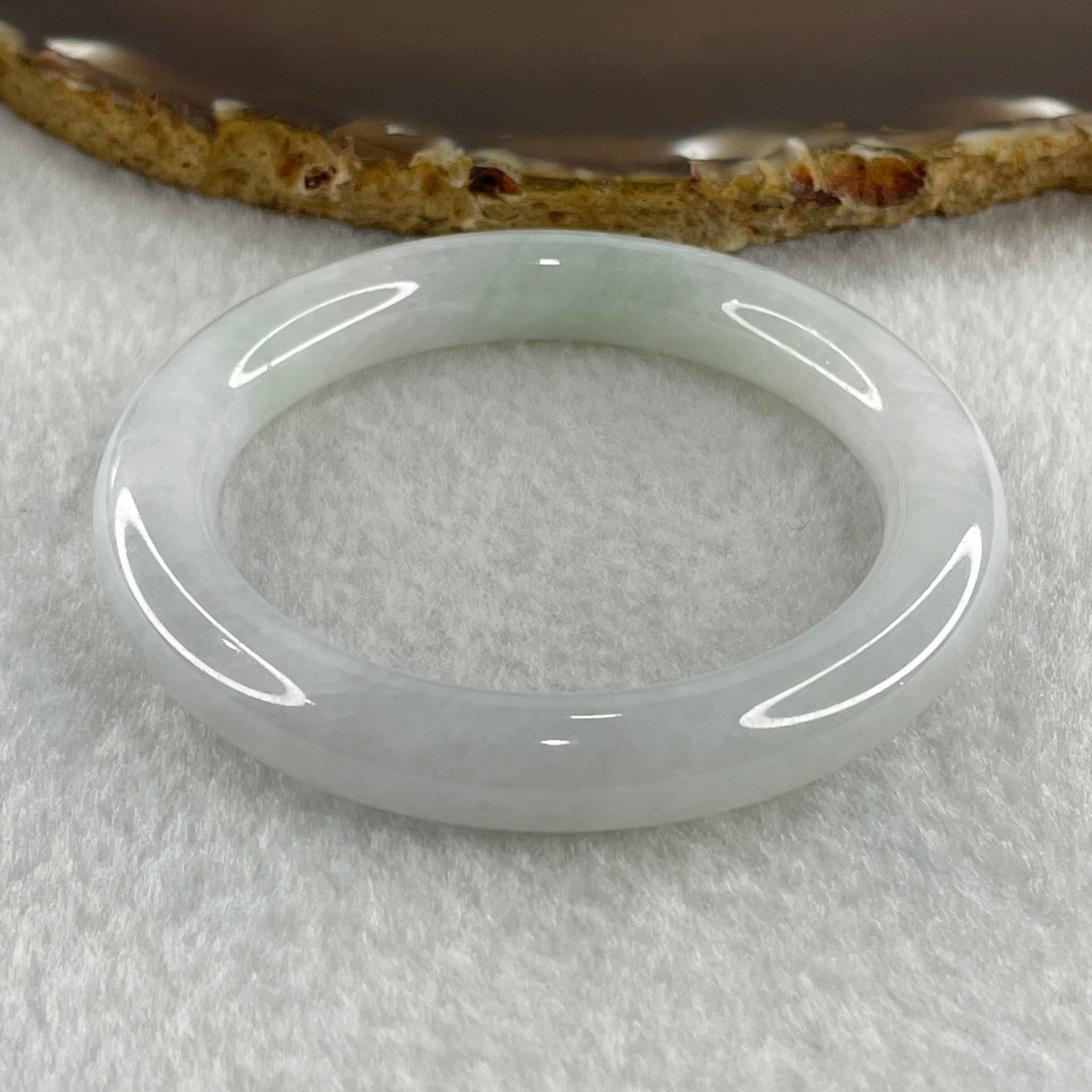 Type A Natural Jelly White to Faint Lavender Faint Green Jadeite Bangle 42.59g Inner Diameter 50.6mm 9.4 by 9.2mm (Slight Internal Lines) - Huangs Jadeite and Jewelry Pte Ltd