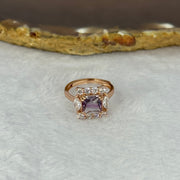Natural Fluorite in 925 Sliver Rose Gold Color Ring (Adjustable Size) 2.22g 7.1 by 7.1 by 3.7mm - Huangs Jadeite and Jewelry Pte Ltd