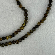 Natural Dark Brown Flower Amber Beads Elastic Necklace 8.02g 50cm 5.4mm 105 Beads - Huangs Jadeite and Jewelry Pte Ltd