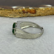 Type A Icy Green Jadeite with Crystals in S925 Sliver Ring (Adjustable Size) 3.54g 11.4 by 6.6 by 2.5mm - Huangs Jadeite and Jewelry Pte Ltd