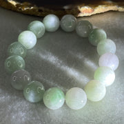 Type A Light Green with Slight Light Lavender Jadeite Beads Bracelet 48.08g 15cm 12.2mm 16 Beads - Huangs Jadeite and Jewelry Pte Ltd