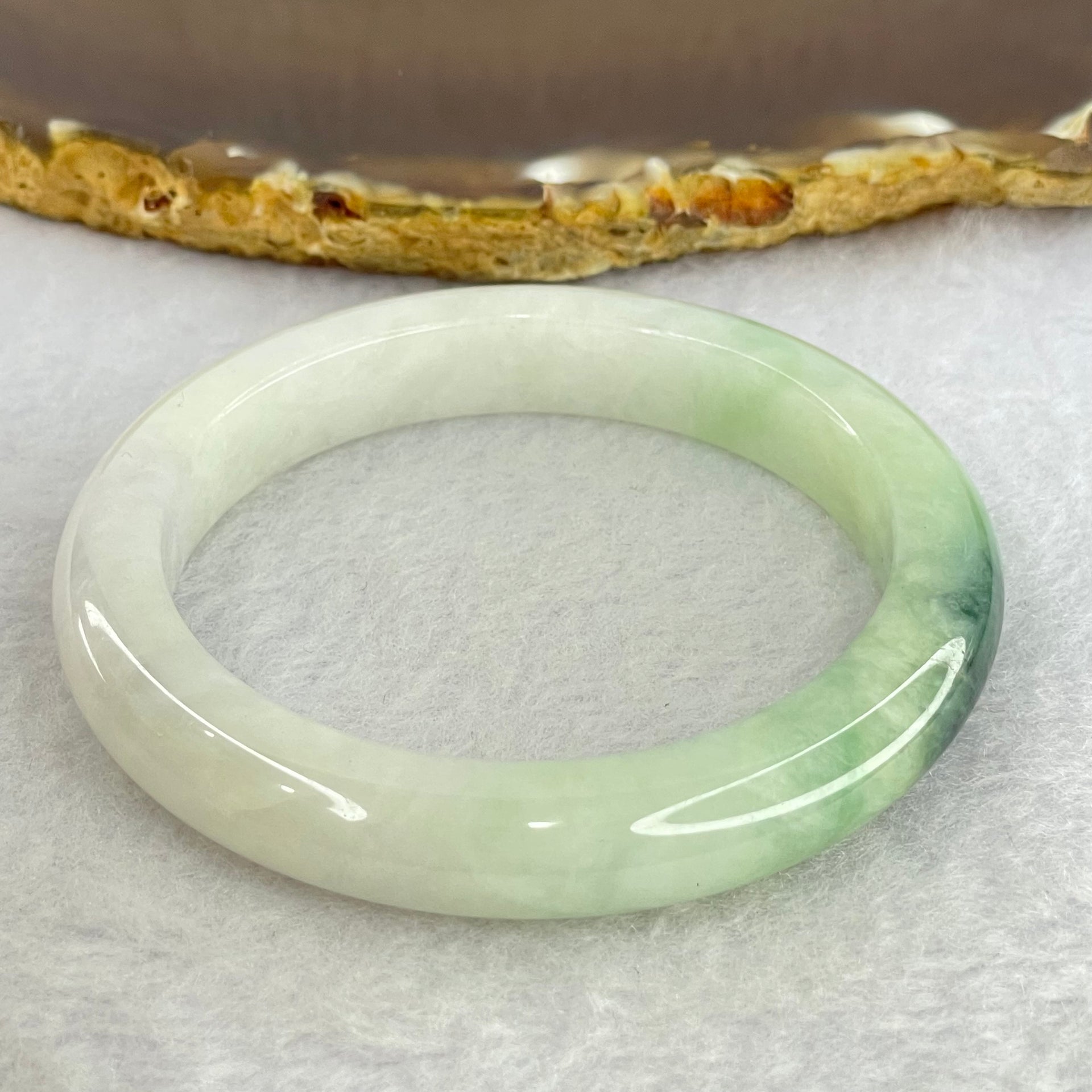 Type A Green Lavender with Dark Green Piao Hua Jadeite Bangle Internal Diameter 52.7mm 44.21g 10.1 by 8.4mm (Slight Internal Lines) - Huangs Jadeite and Jewelry Pte Ltd