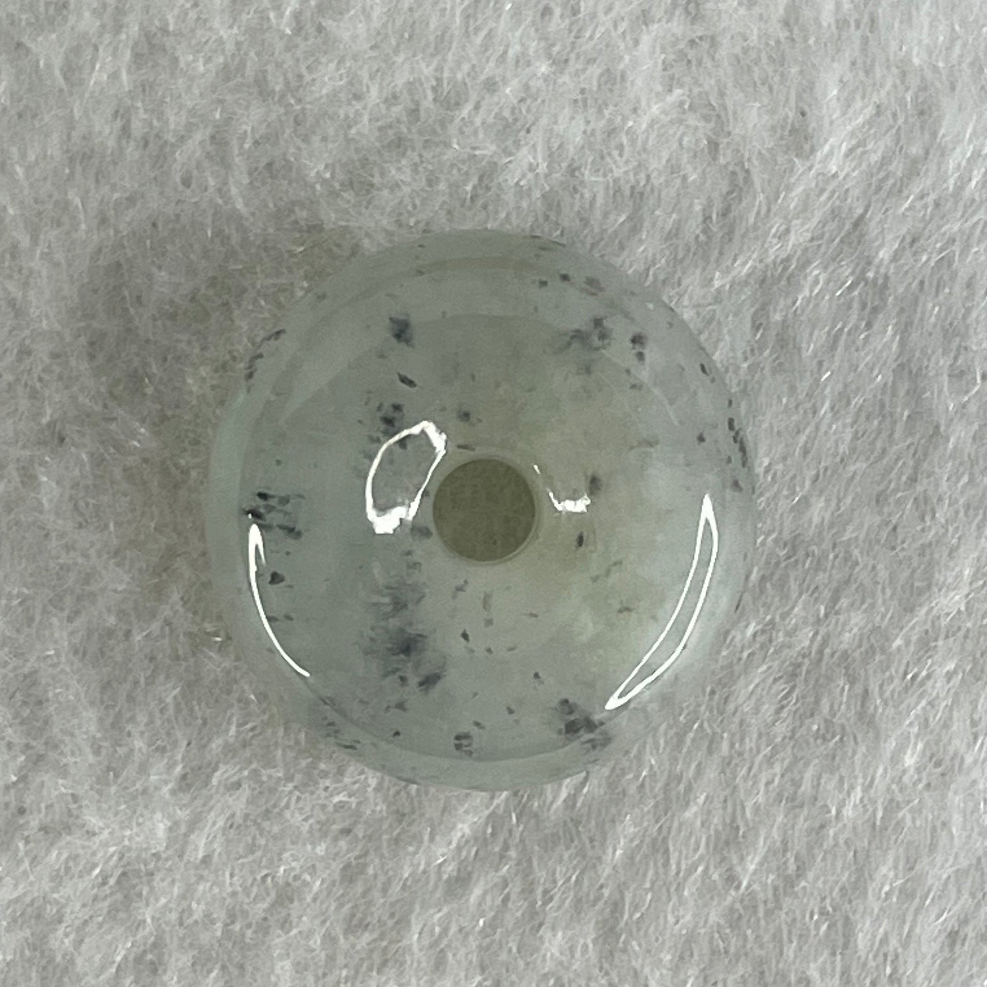 Type A Semi Icy Wuji Grey Spots Jadeite Ping An Kou Charm/Pendant 3.28g 15.0 by 6.8mm - Huangs Jadeite and Jewelry Pte Ltd