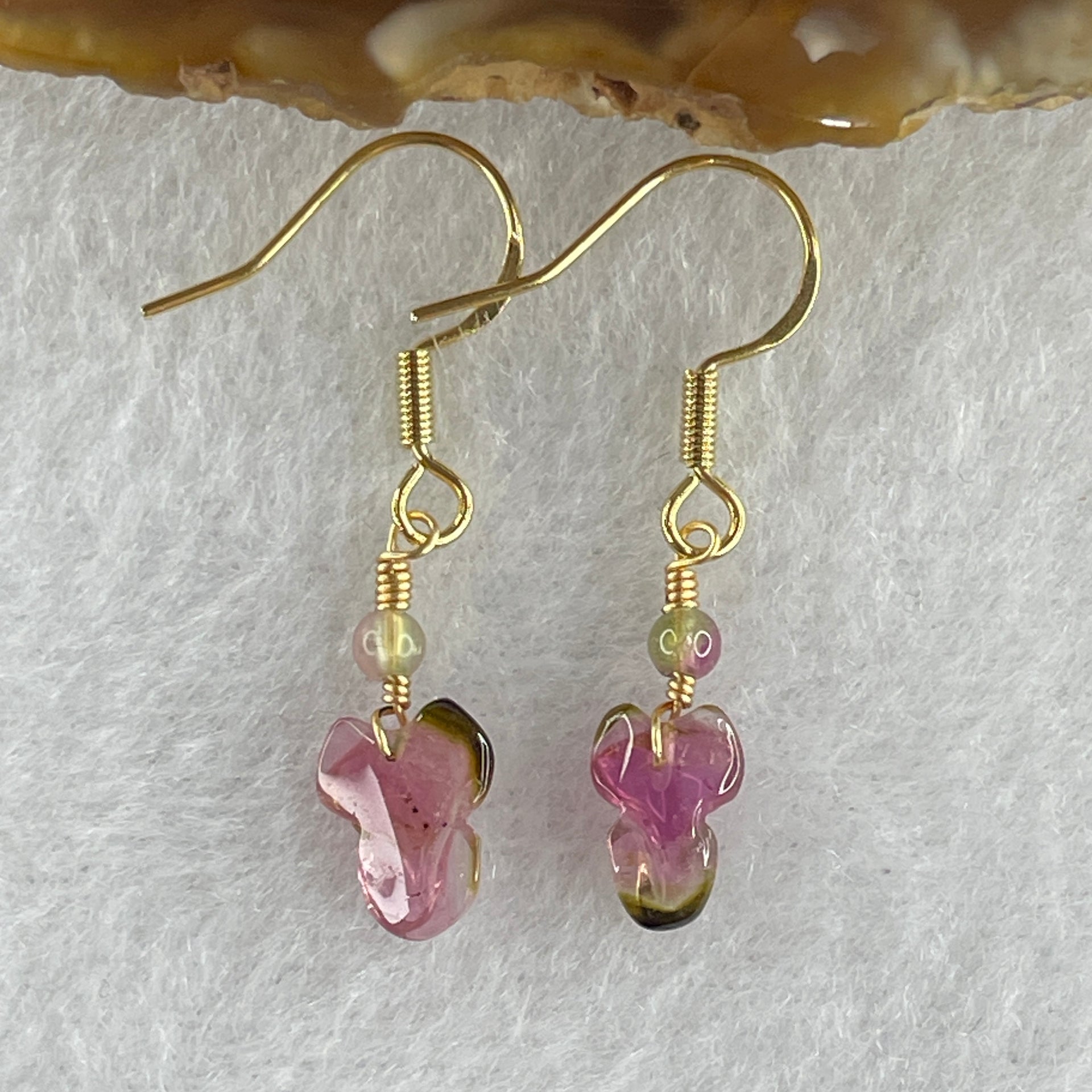 Natural Tourmaline Crystal Earring in S925 Sliver 0.96g 9.5 by 6.9 by 3.5mm - Huangs Jadeite and Jewelry Pte Ltd