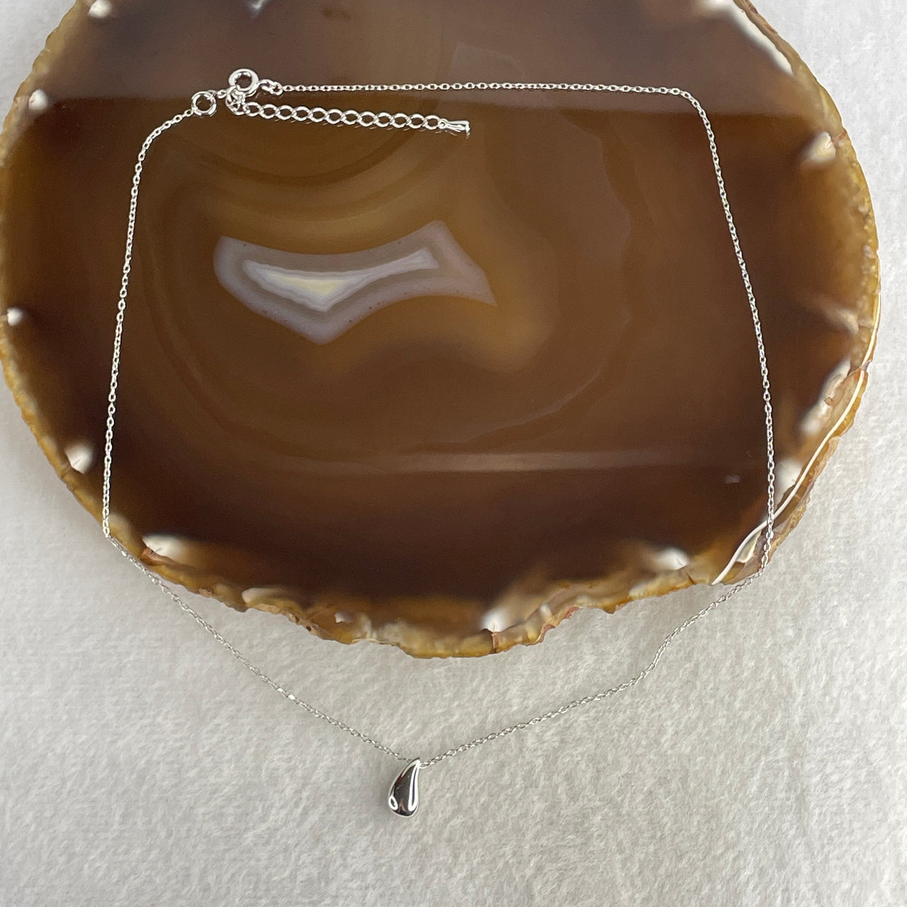 Solid S925 Sterling Silver Minimalist Necklace | 38–43cm Adjustable Chain | Sleek "Floating Solitaire" Contemporary Designer Everyday Layering Accent (2.73g  10.9x5.5x4.1mm)