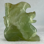Natural Green Serpentine Pixiu Vase Display 989.6g 130.0 by 48.0 by 135.0mm - Huangs Jadeite and Jewelry Pte Ltd