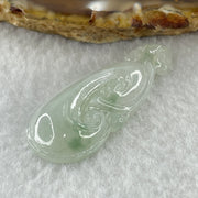 Type A Natural Semi Icy White to Faint Green with Green Patches Jadeite Ruyi Pendant 6.13g 39.5 by 17.3 by 6.7mm - Huangs Jadeite and Jewelry Pte Ltd