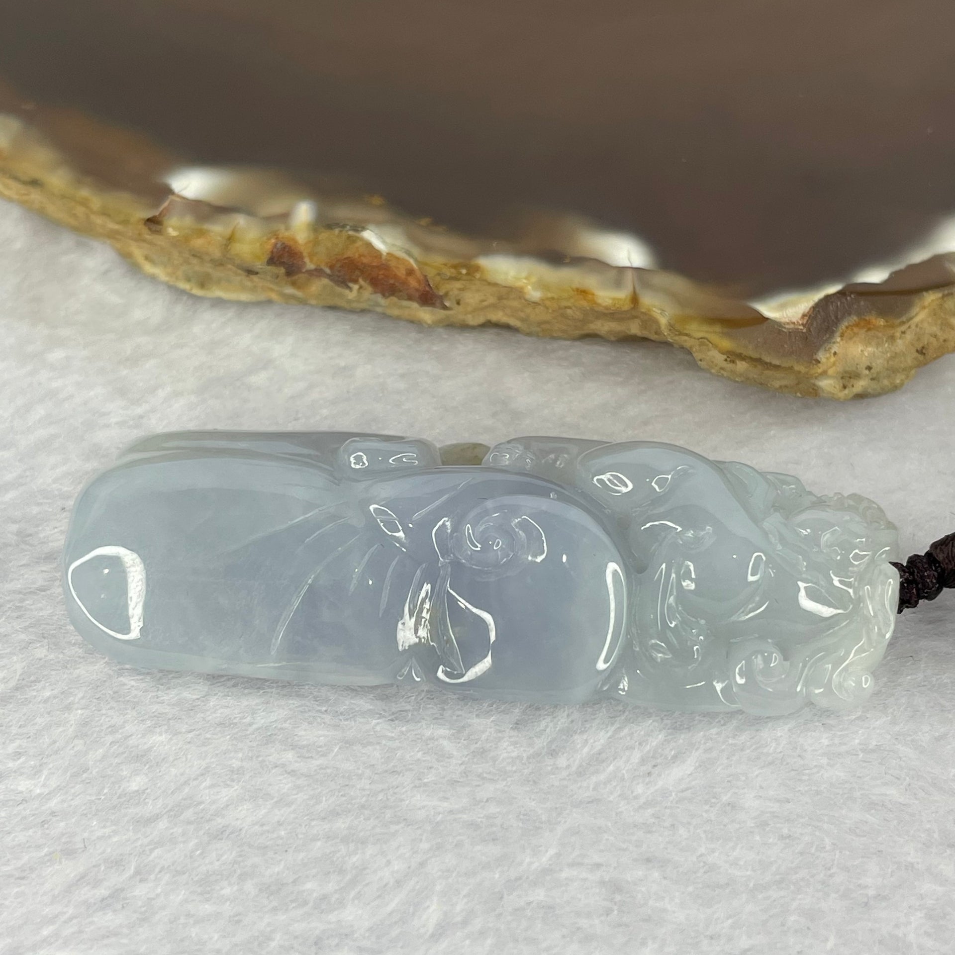 Certified Type A Intense Lavender Jadeite Pixiu on Ruyi Pendent 22.23g 55.6 by 22.8 by 9.5 mm - Huangs Jadeite and Jewelry Pte Ltd